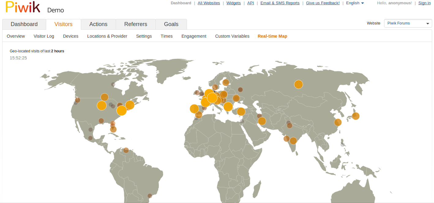 Visitors real-time map
